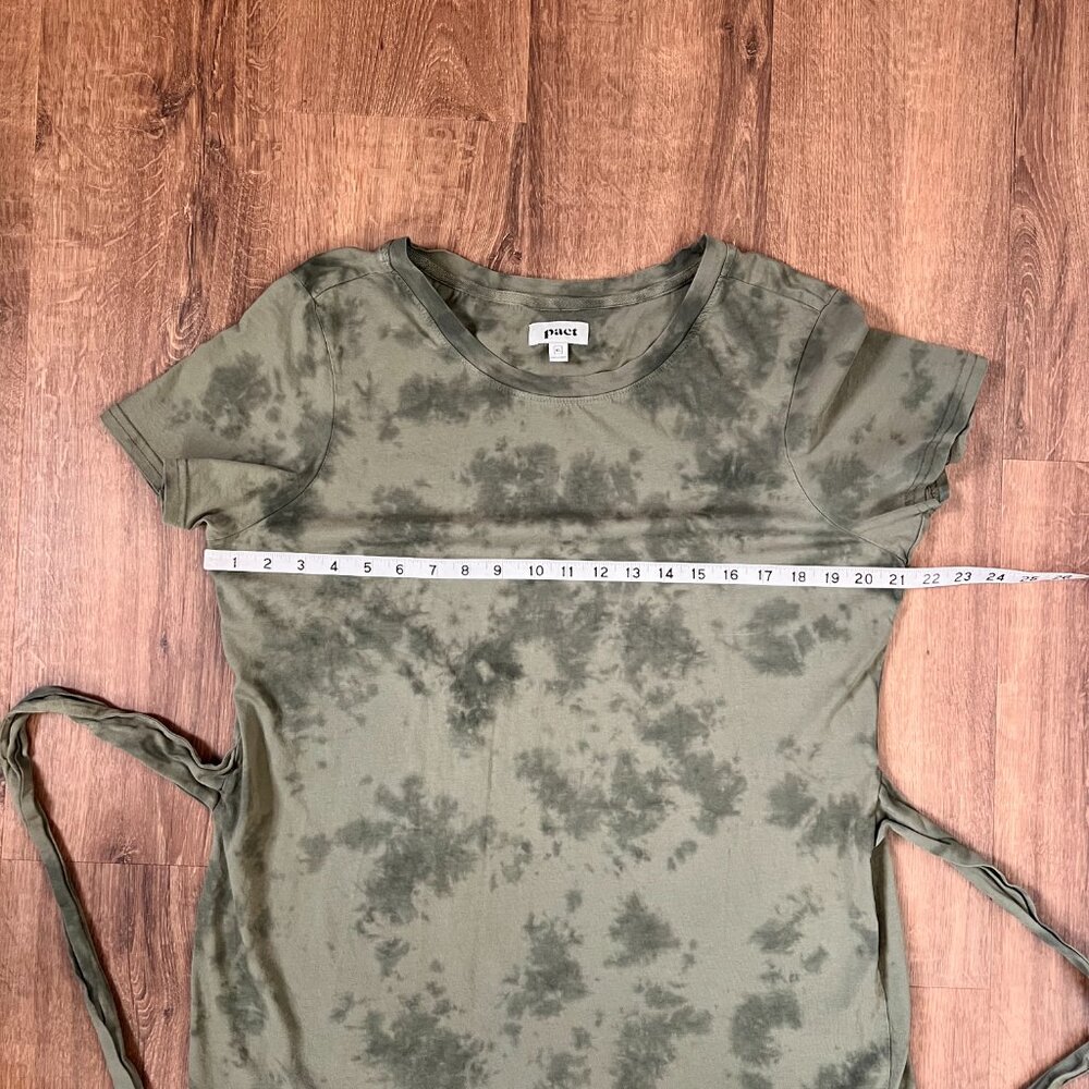 PACT Short Sleeve Tie Waist Dress Women's XL Green Tie Dye Organic Cotton - Picture 6 of 12